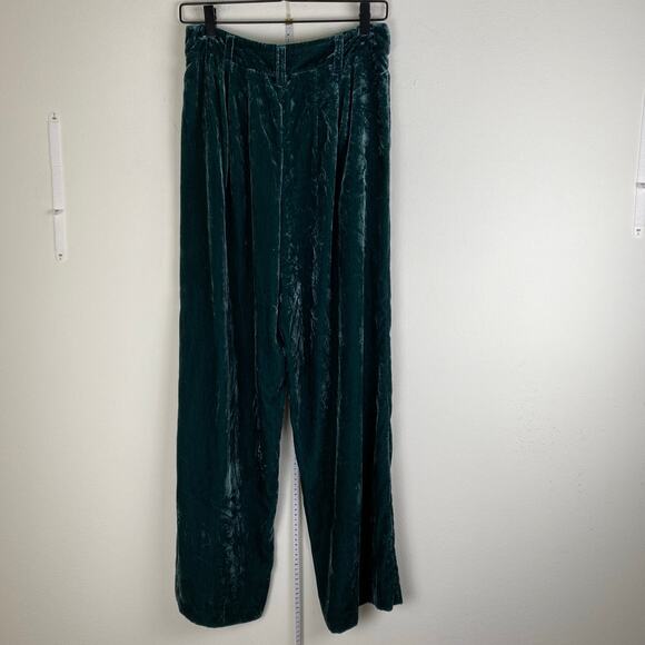Madewell Velvet Wide Leg Pants Size 4 Smoky Spruce Green Crop Pleated *repaired - Picture 6 of 13